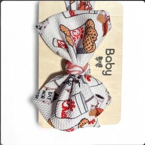 Baby Headwrap Bow -White and red